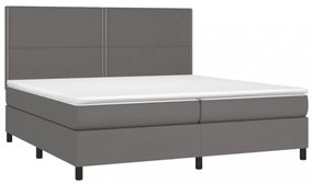 szürke műbőr rugós ágy matraccal és LED-del 200x200 cm