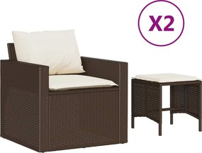 vidaXL 4 részes barna polyrattan kerti ülőgarnitúra párnákkal
