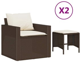 vidaXL 4 részes barna polyrattan kerti ülőgarnitúra párnákkal