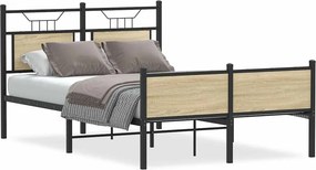 vidaXL sonoma tölgy színű szerelt fa ágykeret matrac nélkül 120x200 cm