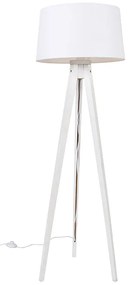Modern ĂĄllĂłlĂĄmpa hĂĄromlĂĄbĂș fehĂ©r, fehĂ©r vĂĄszonbĂșrĂĄval 45 cm - Tripod Classic