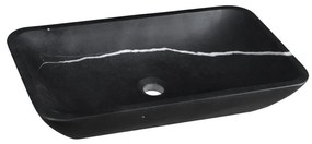 Sapho - Ráültethető mosdó BLOK 60x35 cm kő/matt fekete