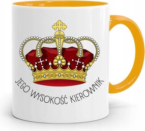 Sárga Bögre A Vezetőnek Őfelsége Vezető Nyomtatott Fényképpel