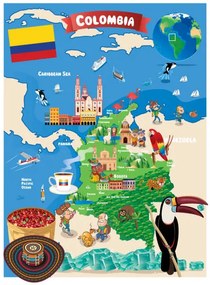 Illusztráció Cartoon map of Colombia, drmakkoy