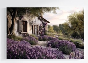 Vászonkép Canvas Tájkép Franciaország Provence Ház Kunyhó Levendula 60x40