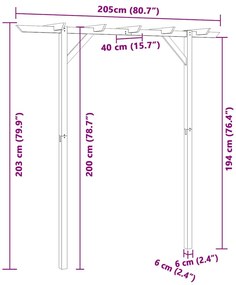 fa kerti pergola 205 x 40 x 203 cm