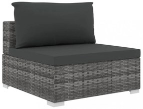 vidaXL 4-részes szürke polyrattan kerti bútorszett párnákkal