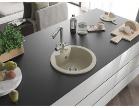 Mexen Diego, 1 kamrás gránit mosogató 488x488x167 mm, Duero króm csaptelep, bézs, 6512-69-671600-00