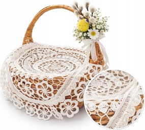 Szalvéta ovális húsvéti kosárhoz áttört csipke karácsonyfa 30x45 cm