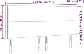 krémszínű műbőr LED-es fejtámla 163x16x118/128 cm