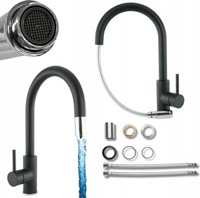 Konyhai csaptelep Kihúzható Kifolyócsővel Fekete Marcella Csaptelep mosogatóhoz