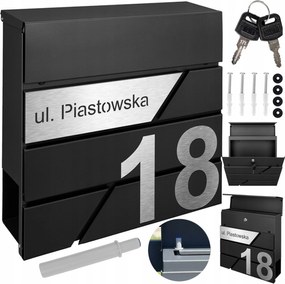 Modern Postaláda Fekete Laminált Számjegyek