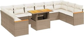 vidaXL 11 részes bézs polyrattan kerti ülőgarnitúra párnákkal