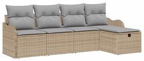 vidaXL Kerti Kanapé Szett párnával tárolóval 5 pcs Bézs Poli rattan
