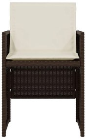 vidaXL 3 részes barna polyrattan bisztrógarnitúra párnákkal