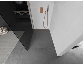 Mexen Kioto, Walk-In zuhany paraván 90 x 200 cm, 8mm szürke üveg, réz matt profil, 800-090-101-65-40