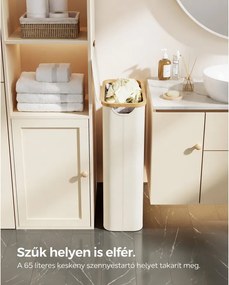 Fedeles mosókosár, 65L, levehető hálós bélés, összecsukható, krémszínű