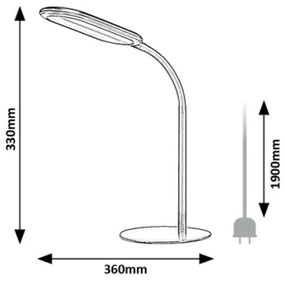 Rabalux 74008 Adelmo LED asztali lámpa, 10 W, szürke