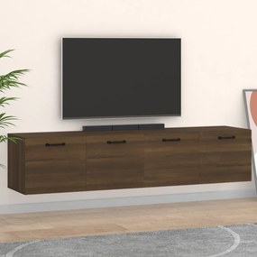 2 db barna tölgy színű szerelt fa faliszekrény 60x36,5x35 cm