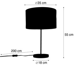 Kaso asztali lámpa sárgaréz lámpatesttel, bársony lámpabúrával, levélmintával és arany belsővel