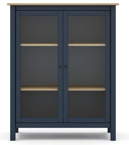 Sötétkék-natúr színű borovi fenyő tálalószekrény 90x110 cm Misti – Marckeric