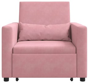 Egyszemélyes kanapéágy light pink 90 x 165 x 87 cm Bársony