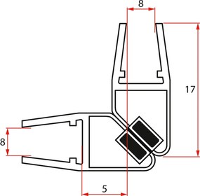Polysan Polysan, Mágneses tömítéskészlet 45°-ban 8 mm-es üveghez, 2000 mm, NDFL0342
