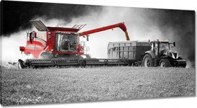 Vászonkép 115x55 Piros kombájn Aratás