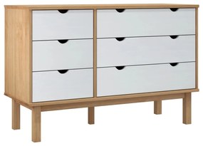 OTTA barna-fehér tömör fenyőfa éjjeliszekrény 111x43x73,5 cm