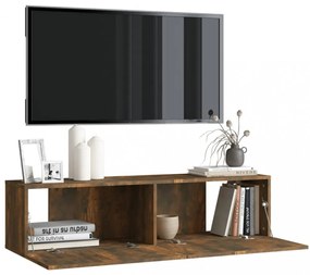 füstös tölgy színű szerelt fa fali TV-szekrény 120 x 30 x 30 cm
