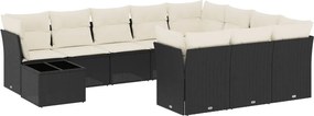 vidaXL 11 részes fekete polyrattan kerti ülőgarnitúra párnákkal