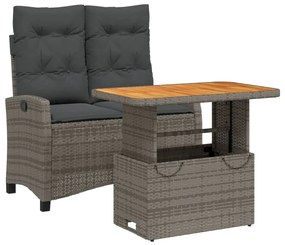 vidaXL 2 részes szürke polyrattan kerti étkezőgarnitúra párnákkal