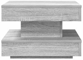 szürke sonoma dohányzóasztal 360 fokban forgatható 50x50x34,5cm