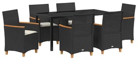 vidaXL Kert étkező szett 7 pcs Fekete polirattan