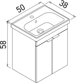 Desna mosdószekrény, 50 cm – TR785PNC1348