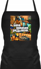 Nyomott mintás ajándék kötény apának Apa hős barát