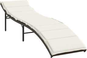 vidaXL barna polyrattan napozóágy párnával 55x199x50 cm