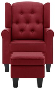 bordó szövet fotel lábzsámollyal