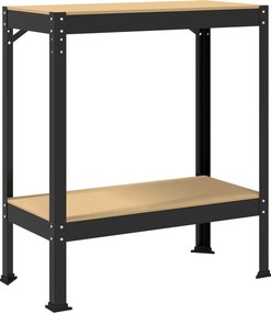 vidaXL Munkapad polcokkal Fekete 81 x 41 x 91 cm Mérnöki fa és fém