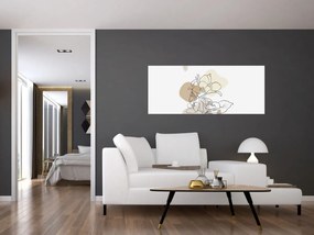 Kép - Bézs virágok pillangóval N⁰1 (120x50 cm)