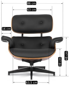 Prémium Forgó Fotel Fekete Eco-bőr Kárpittal. PALERMO