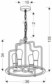 Láncos csillár DATUS 4xE27/40W/230V fekete/barna