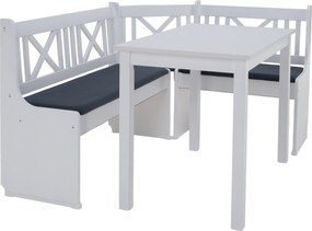 Sarokpad, fa, fehér/sötétszürke, ELODIE X1