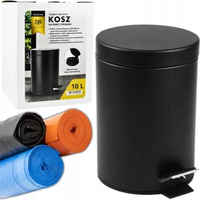 Fém szemetes kuka, 10 literes, fekete, fürdőszobai/konyhai, szekrénybe is tehető