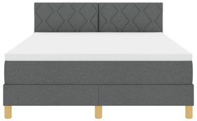 Box Spring Ágy Matraccal és LED-del Sötétszürke 160x200 cm Szövet