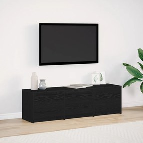TV Szekrény LED Fekete Tölgy 140x34x40 cm Szerelt Fa