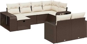 vidaXL 10 részes barna polyrattan kerti ülőgarnitúra párnákkal