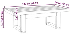 dohányzóasztal NOAIN U alakú lábak 120x60x40cm tömör fa fenyőfa