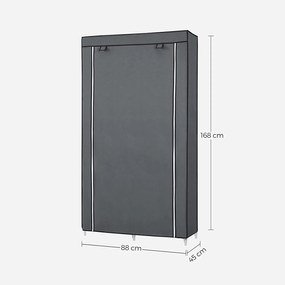 Összecsukható szövet ruhásszekrény, mobil gardrób, 88x45x 70 cm, szürke