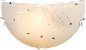 Globo 40402W Fali króm, fehér üveg , BxH:300x160, AL:65, exkl. 1xE27 ILLU 60W 230V